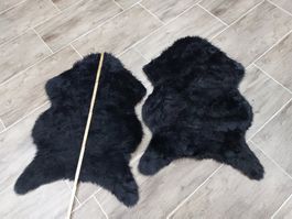 Schwarzer Fell Teppich, Fellteppich, 2 Stk. Neuwertig