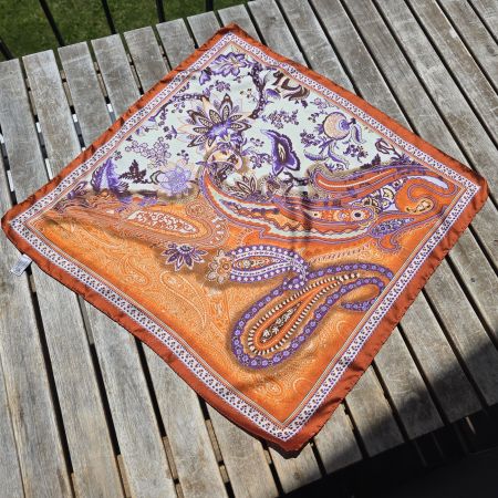 🐸 HALSTUCH PAISLEY MUSTER 50 x 50 PAISLEYMUSTER ORANGE LILA