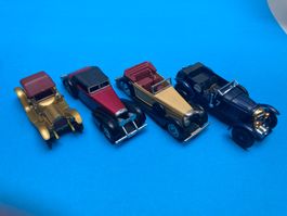 Vier Matchbox Oldtimer Modellautos aus Metall