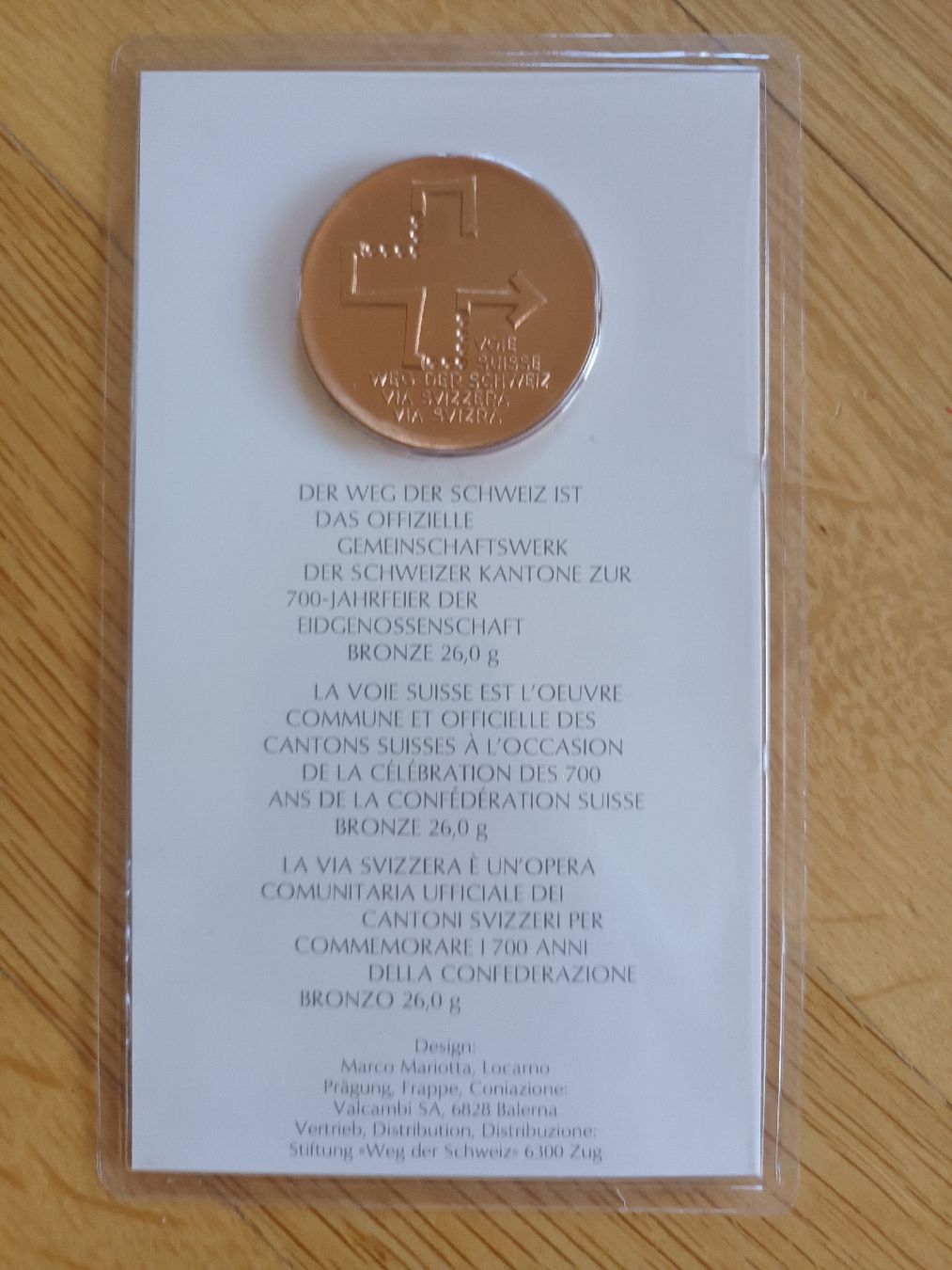 Tutti le monete: Bronze Medaille 700 Jahre Eidgenossenschaft – Nuovo e nell'imballaggio originale da kriens venduto da ole-norge