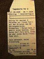 SBB Tageskarte für 2 Personen - 2. Klasse