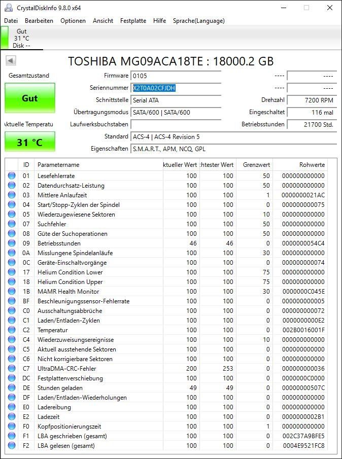 Toshiba Dischi rigidi: 18TB Toshiba MG09 Series – Usato da Ibach venduto da Bruce17 1