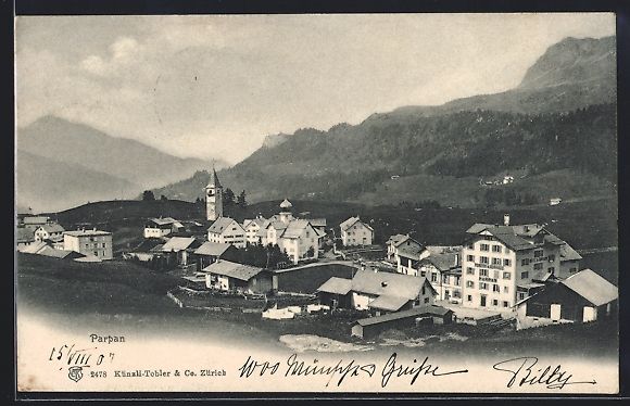 Cartoline postali: AK Parpan, Ortsansicht, 1907 – Usato da Berlin venduto da bartko-reher