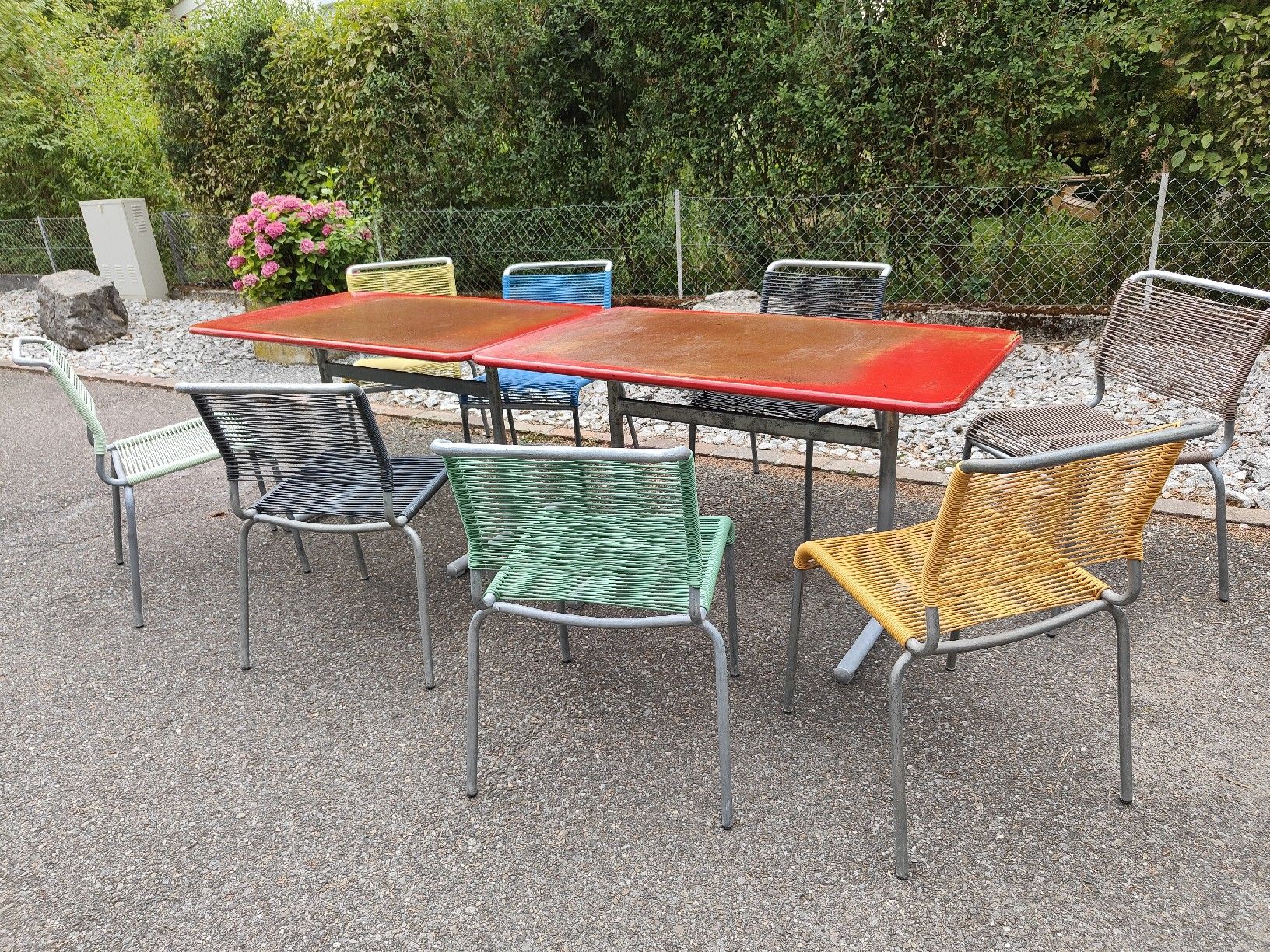 Bigla Set di tavolo e panche: Altes grosses Bigla Tischset mit original Bigla Spaghetti – Usato da Mellingen venduto da Artrena 1