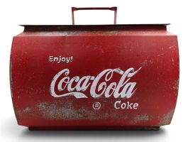 Original Coca-Cola Metallkühler / Verkaufsbehälter – um 1950