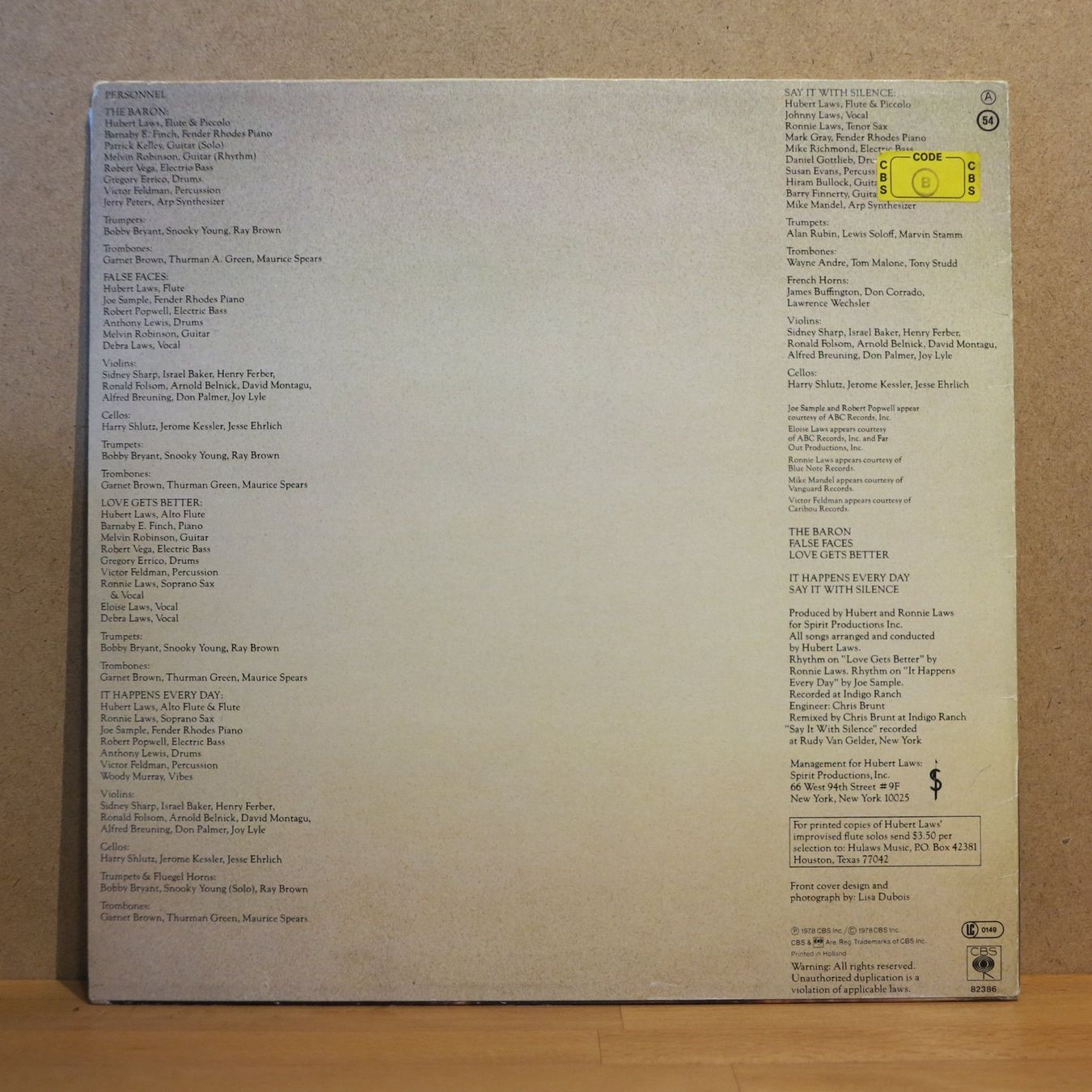 Dischi in vinile: Hubert Laws - SAY IT WITH SILENCE / LP 1978 – Usato da Zürich venduto da Naim60 1
