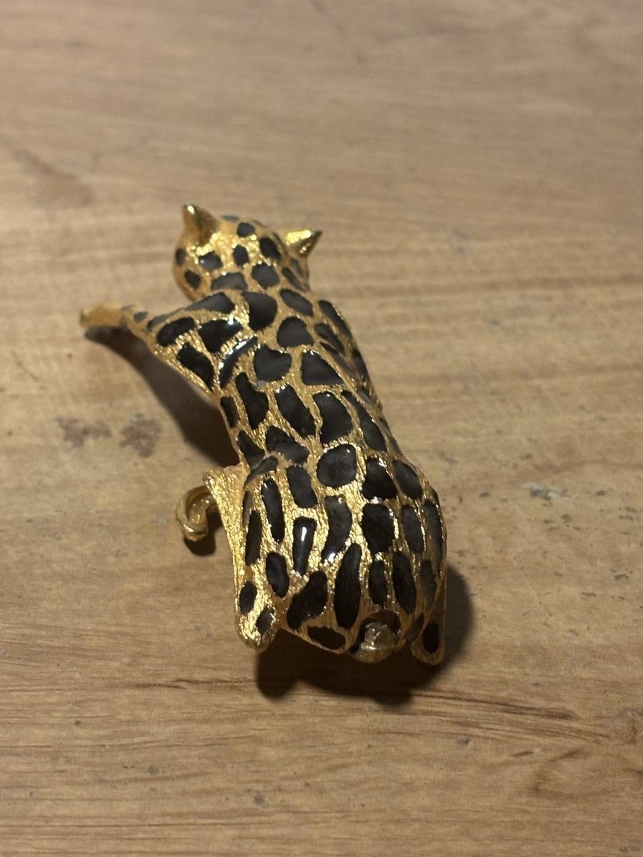 Tutte le decorazioni: Vintage Leopard Brosche mit dekorativer Holzschatulle – Usato da Orpund venduto da BlackEagel80 5