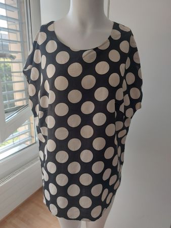Peter Hahn Punkte Shirt blouse Damen Gr.44 Schwarz-Weiss 