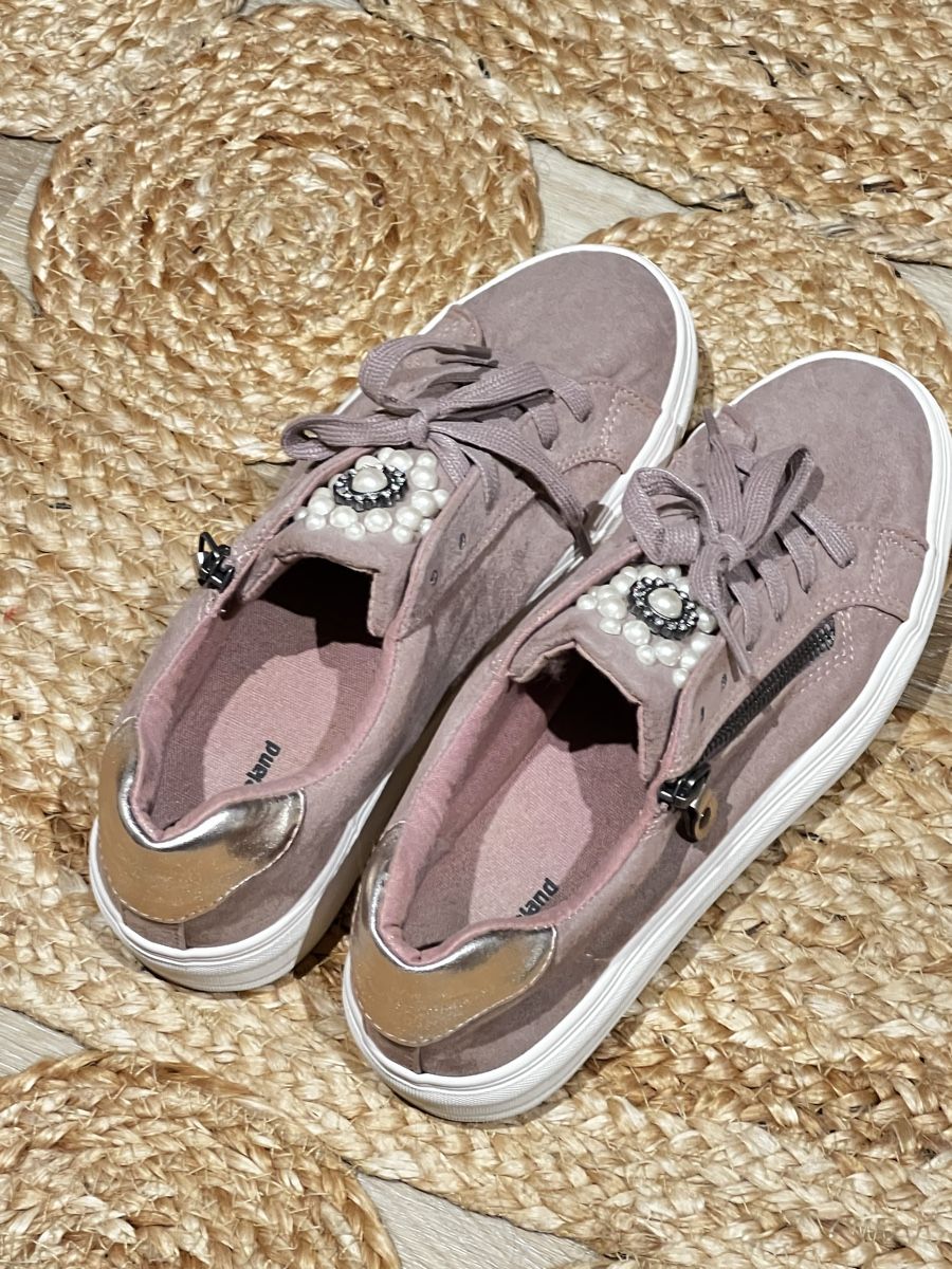 Scarpe da donna: Rosa Sneaker mit Perlen Gr. 38 - Top Zustand! – Usato da Ernetschwil venduto da Luwen70 1