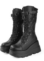Plateau Stiefel schwarz Schnürung gebraucht
