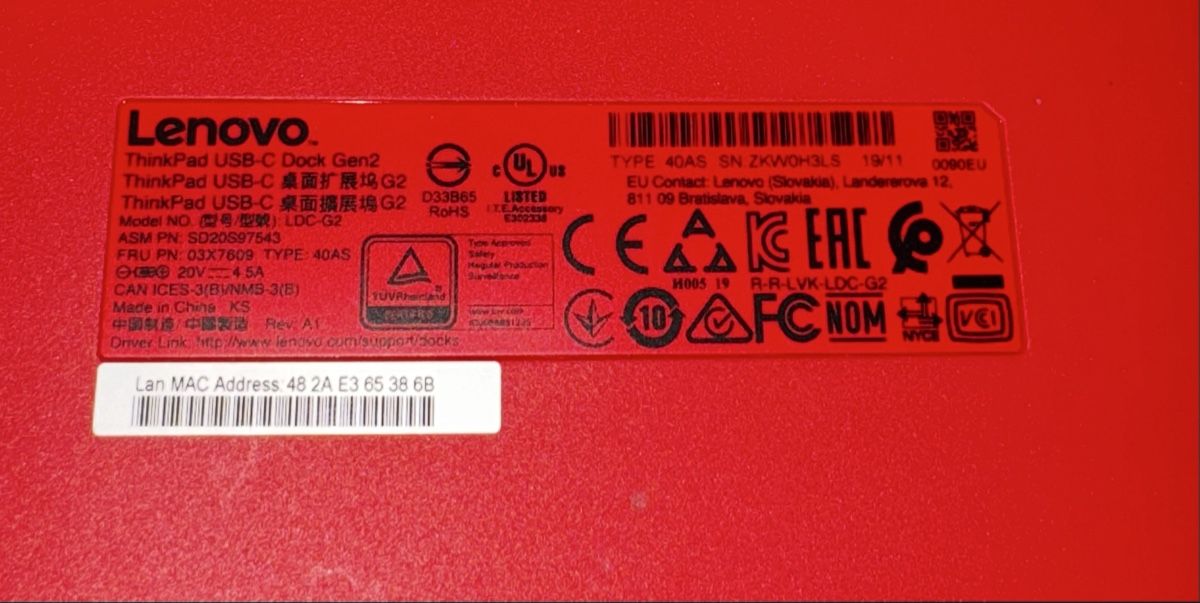 Lenovo Docking station: Lenovo ThinkPad USB-C Dock Gen 2 Type 40AS Dockingstation – Usato da Berg am Irchel venduto da Pilatustrade 1