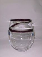 Mundgeblasene Art-Glass Vase mit violetter Spirale – Murano-