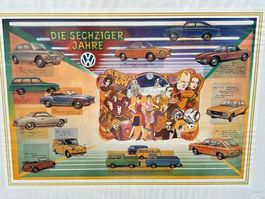 VW "Die Sechziger Jahre" Poster, gerahmt, Rarität, 1992