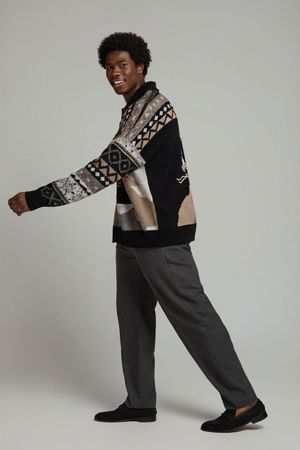 Bogner Wollpullover mit Aztekenmuster - Schwarz & Grau