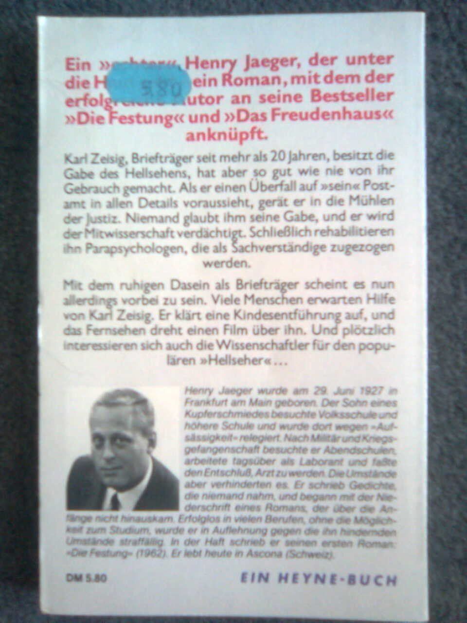 Livres: Henry Jaeger Hellseher wider Willen – D'occasion à Basel par Alacant 2