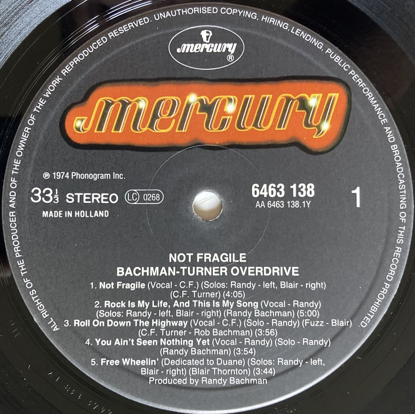Dischi in vinile: BACHMAN-TURNER OVERDRIVE - NOT FRAGILE – Usato da Bottens venduto da hotter-than-hell 2