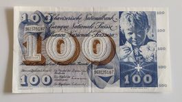 Schweiz 100 Franken 1973, Sammlerstück, Banknote (WA3)