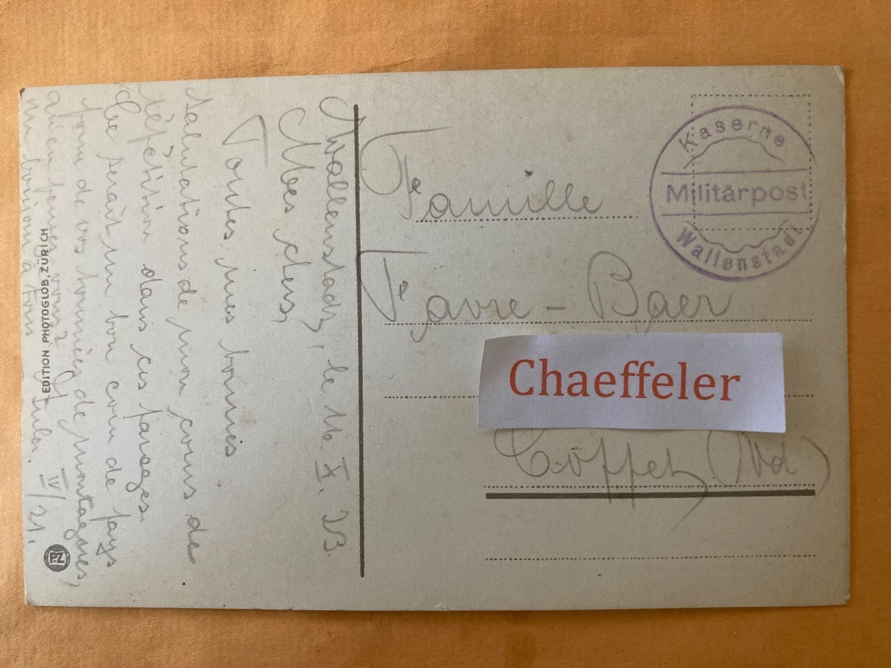 Cartes postales: 1923 Feldpost: Wallenstadt mit – D'occasion à Zürich par Chaeffeler 1