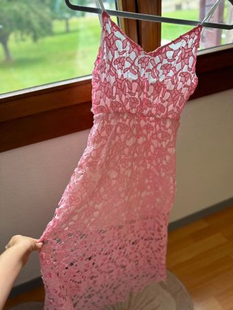 Abito pizzo rosa taglia S nuovo