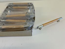 Lot Möbelgriffe 28 Stück Holz- Metall Bohrmass 128mm