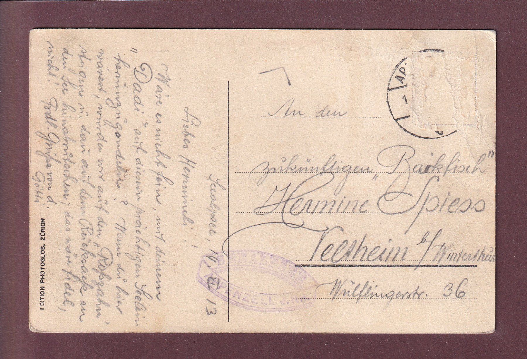Cartoline postali: SEEALPSEE - 1913 – Usato da Pully venduto da nicecards 1