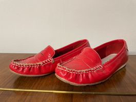 Knallrote S. OLIVER Leder Mokassins / Loafer Gr. 36