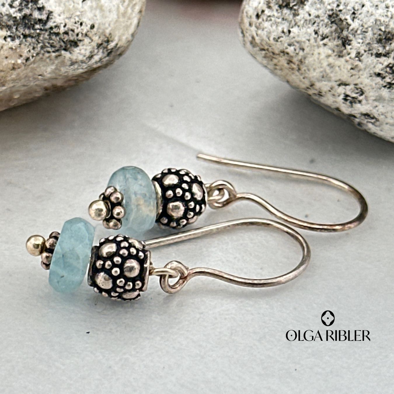 Olga Ribler Boucles d'oreille: Silberohrhänger mit Aquamarin – Neuf (Voir description) à Luzern par MonikaS03 4