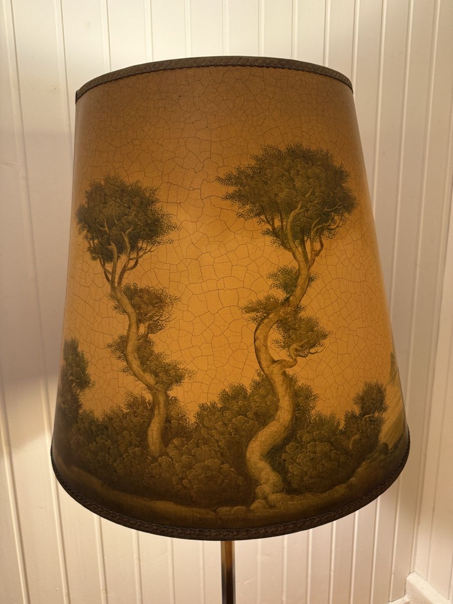 Lampade: Vintage Stehlampe mit Landschaftsschirm, 2-flammig – Usato da Bern venduto da Moowee 5