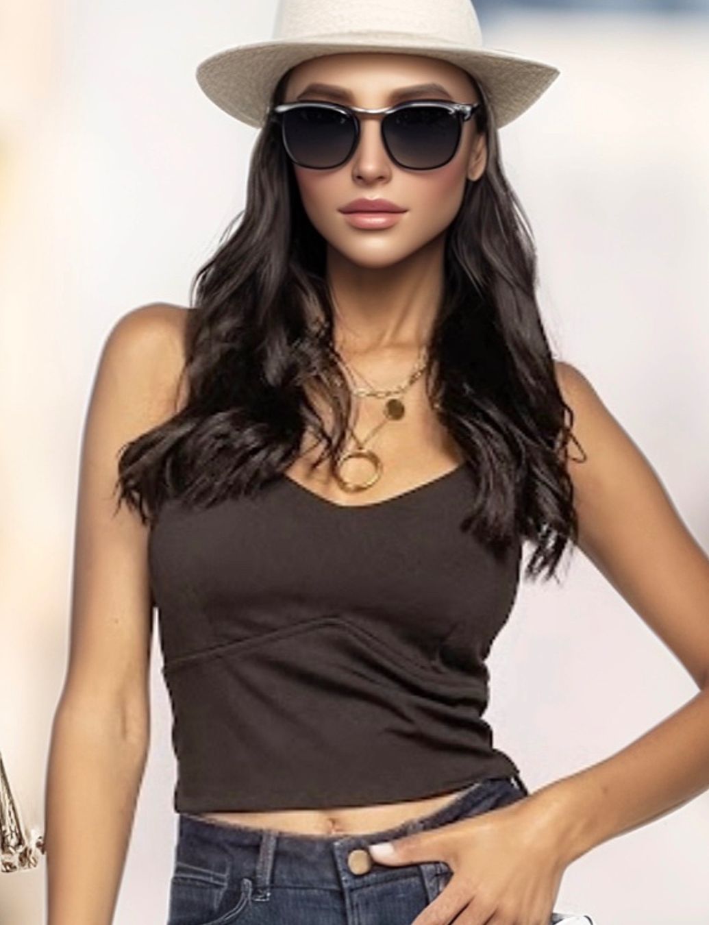 Top: L XL Damen Crop Top minimalistisch basic trendy 533 – Nuovo e nell'imballaggio originale da Vinelz venduto da Messer2007 8
