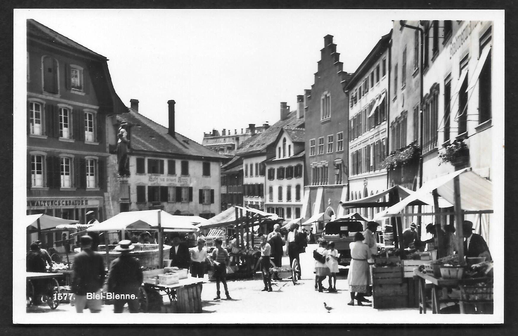 Ansichtskarten: Biel - Bienne Markt – Gebraucht aus Olten von clotaldi