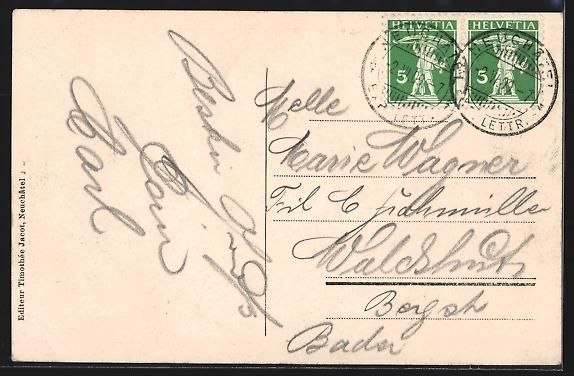 Cartoline postali: Neuchâtel, Eglise catholique et les Alp – Usato da Berlin venduto da bartko-reher 1
