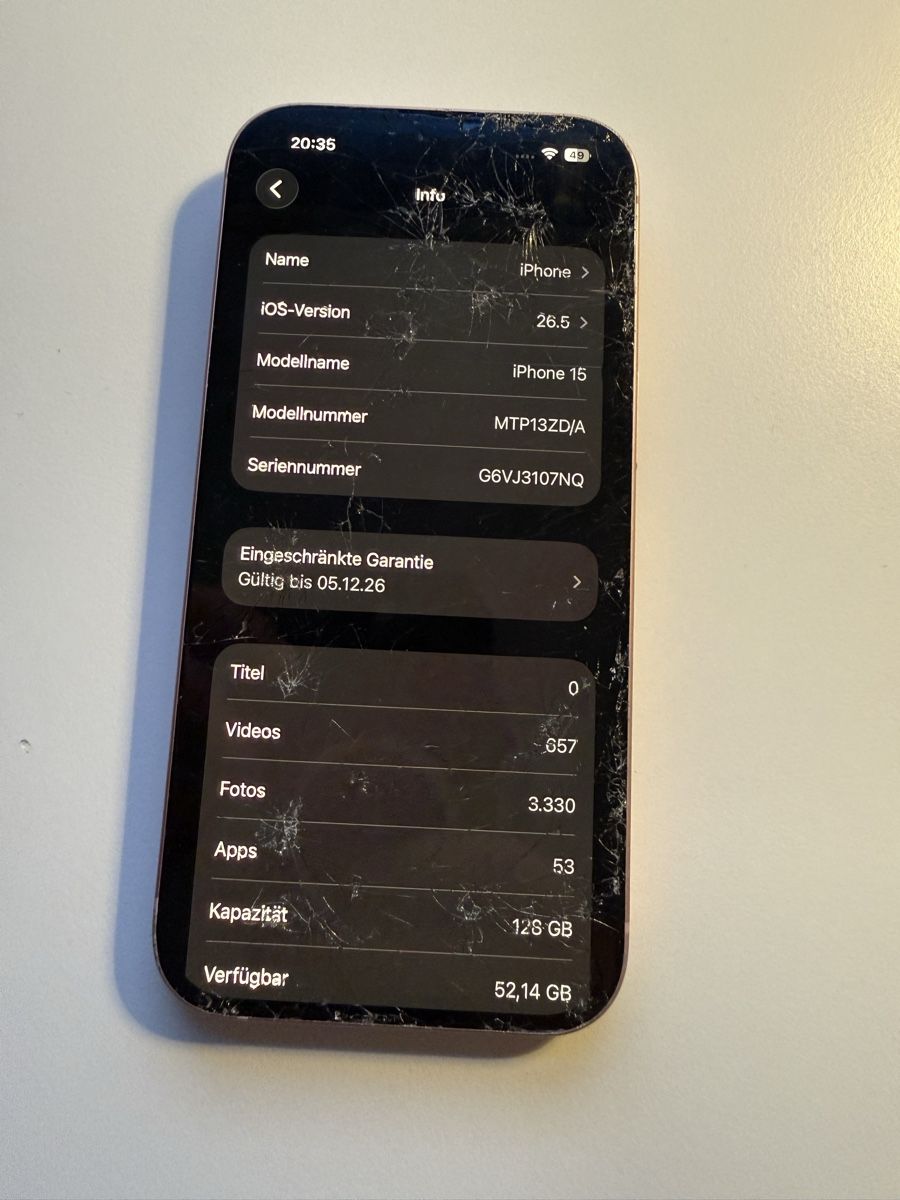 Apple Telefoni cellulari / Smartphones: iPhone 15 - defekt / Rosa - 128GB – Difettoso da Herdern venduto da Psiegent