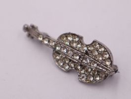 Modeschmuck Violine Brosche, Vintage 1970er