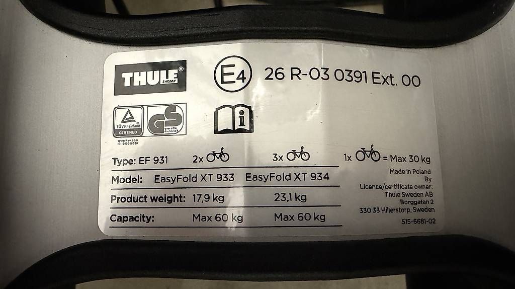 Travi: Thule EasyFold XT 933 Veloträger – Usato da Altstätten SG venduto da ste_jj82 7