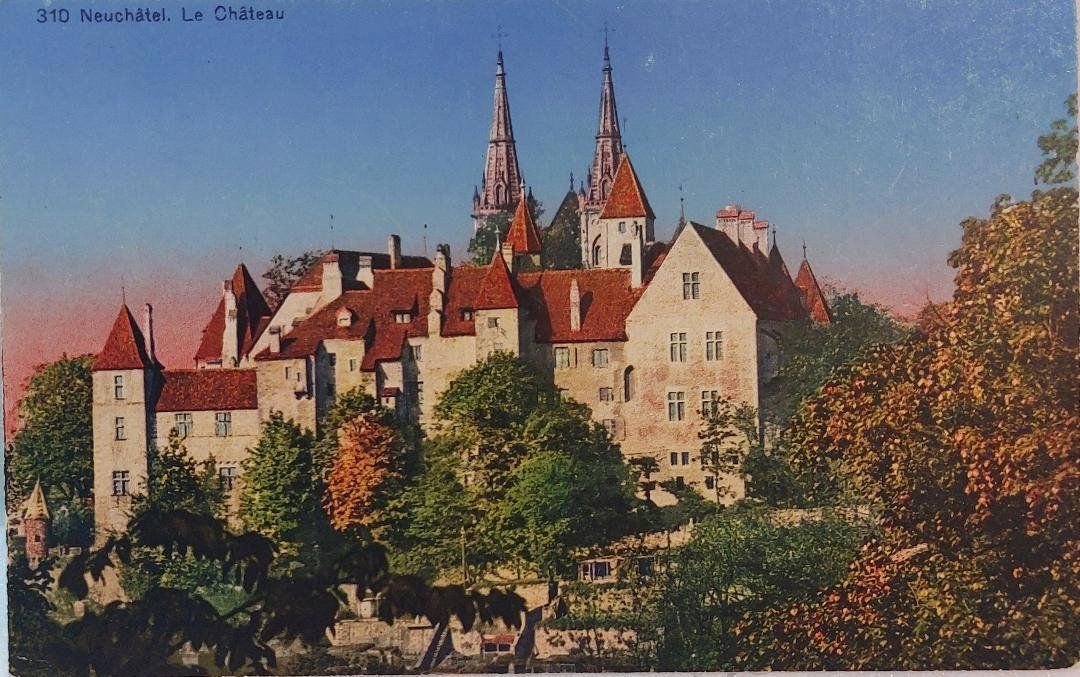 Cartoline postali: NEUCHÂTEL  -  Le Château – Usato da Delémont venduto da Domdom1