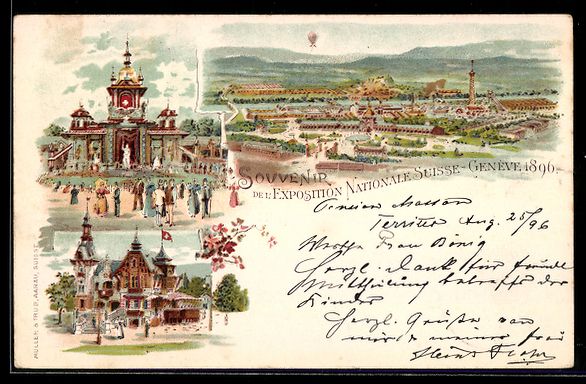 Ansichtskarten: Litho Geneve, Exposition Nationale Suiss – Gebraucht aus Berlin von bartko-reher