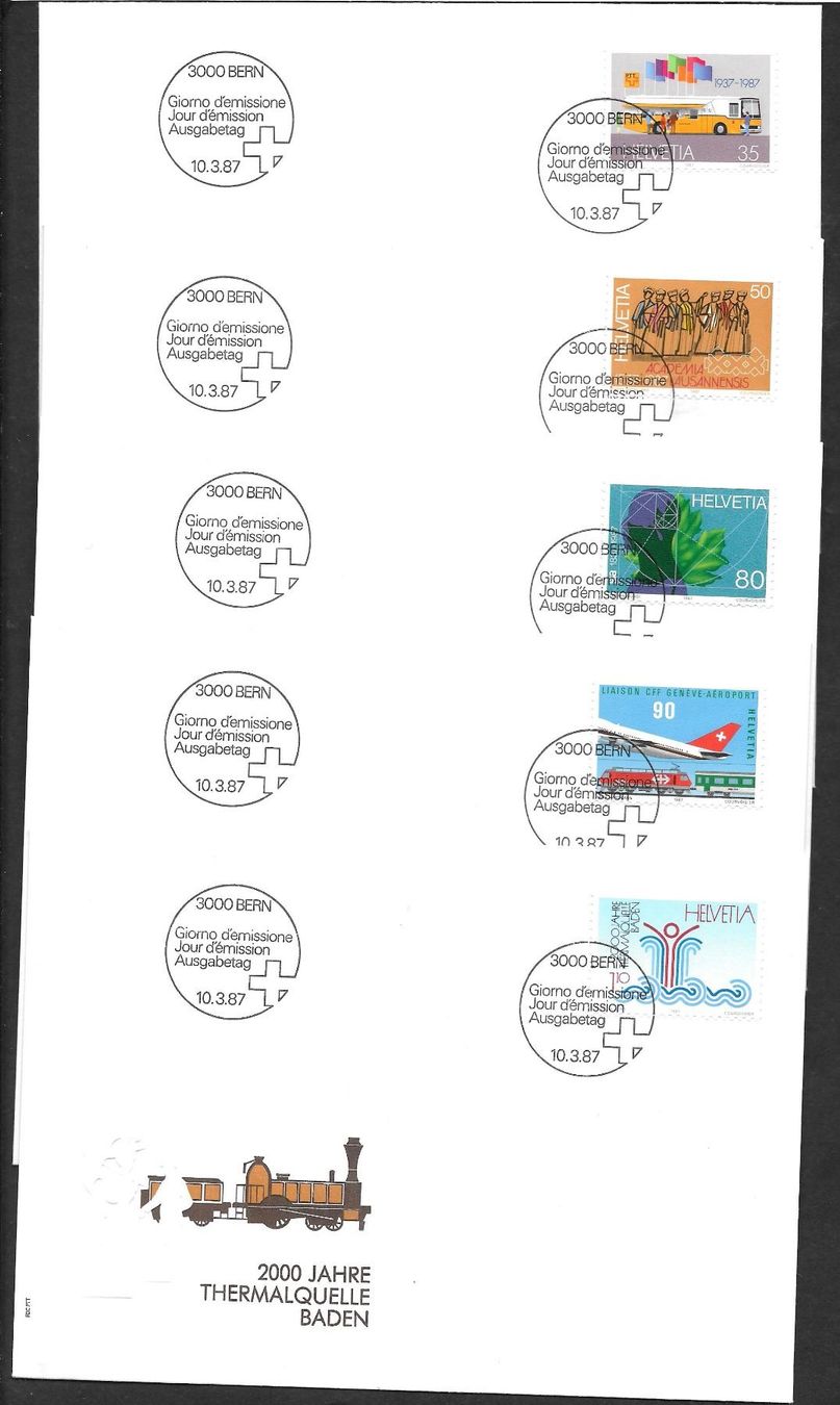 Tutti i francobolli: 5 FDC 743-747 Serie Einzelmarken ET 10.3.1987 – Nuovo (secondo la descrizione) da Olten venduto da clotaldi