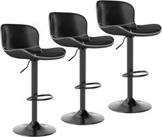 Barhocker 3er Se tBarstuhl mit Lehne PU Leder schwarz NEU