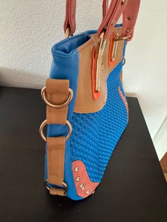 HANDTASCHE, ASIEN, CA.34x28x7CM, MIT GURT, BUNT, HINGUCKER