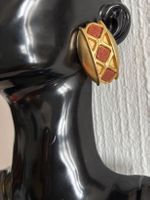 Clip boucles d'oreilles vintage dorées  style "Gaufre