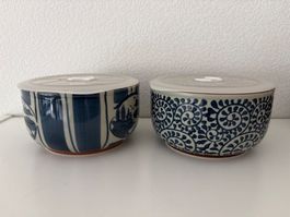 Arita Keramik Schale blau weiss mit Deckel von Japan