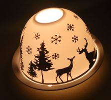 Teelicht Lampe Dekoration mit Reh/Weihnachtsmotiv