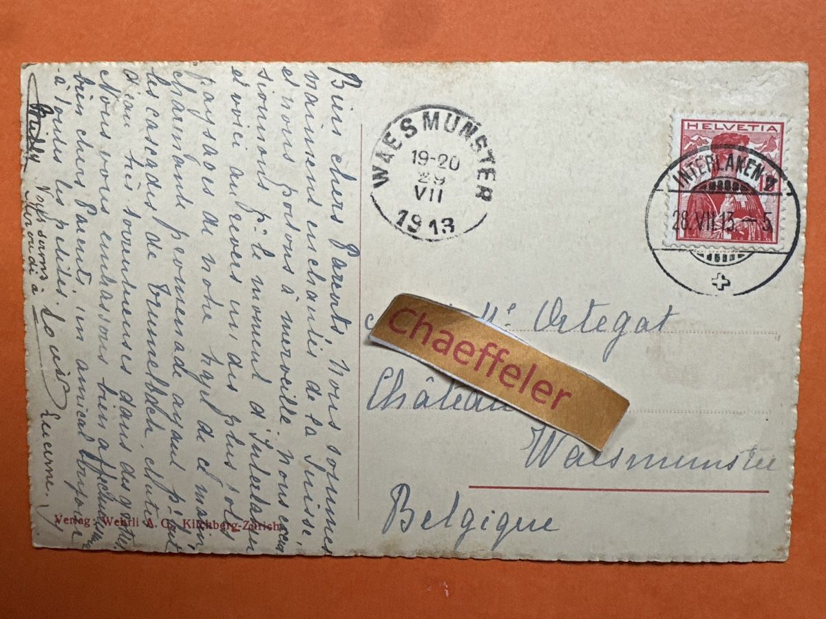 Ansichtskarten: 1913  3519 Lauterbrunnen, Staubbach – Gebraucht aus Zürich von Chaeffeler 1