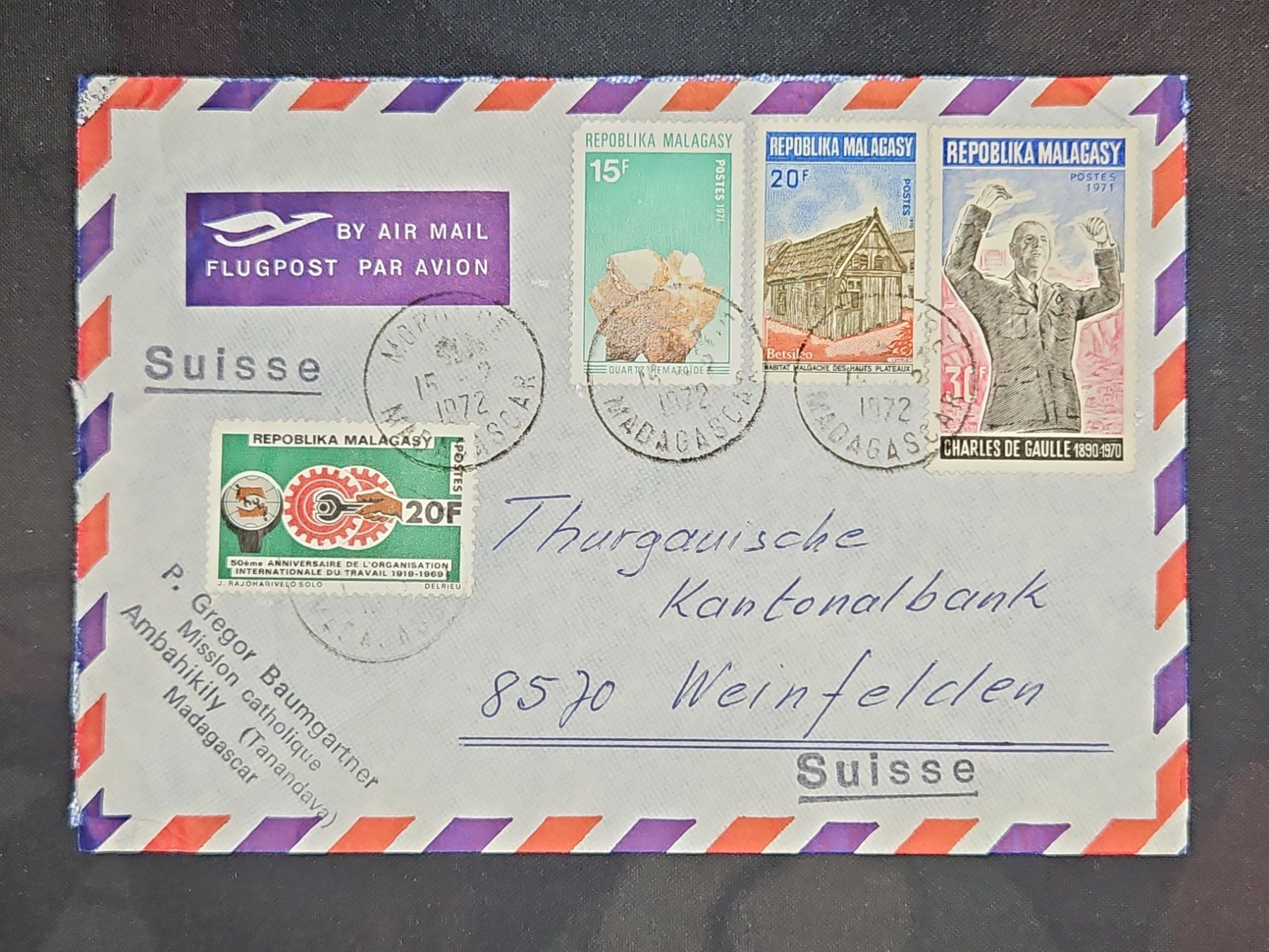 Tutti i francobolli: CL25 Enveloppe + Timbre Malagasy 1972 – Usato da Cousset venduto da Patrick_Collections