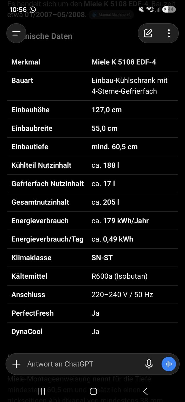 Miele Frigoriferi: Miele Einbaukühlschrank K 5108 EDF-4 – Usato da Selzach venduto da melaniepauli 1