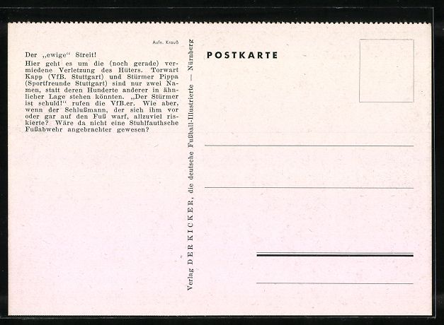 Cartoline postali: Fussballspiel VfB Stuttgart gegen Sportf – Usato da Berlin venduto da bartko-reher 1