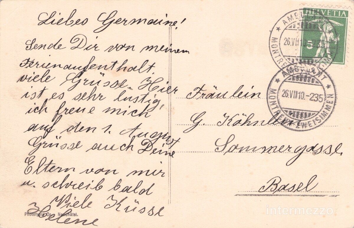 Cartoline postali: Gstaad BE // 1910 Hotel Bahnhof // Sommer – Usato da Basel venduto da intermezzo12 1