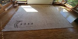Grosser Berber-/Hochflor-Teppich 3×4 m, creme mit Muster