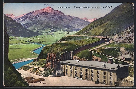 Cartoline postali: Andermatt, Kriegskaserne und Urseren-Tha – Usato da Berlin venduto da bartko-reher