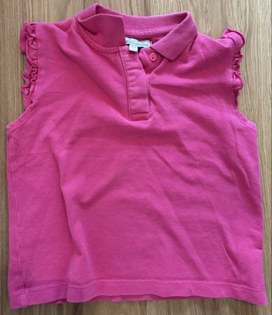 Pinkes Sommer Polo Shirt mit Rüschen, Grösse 104